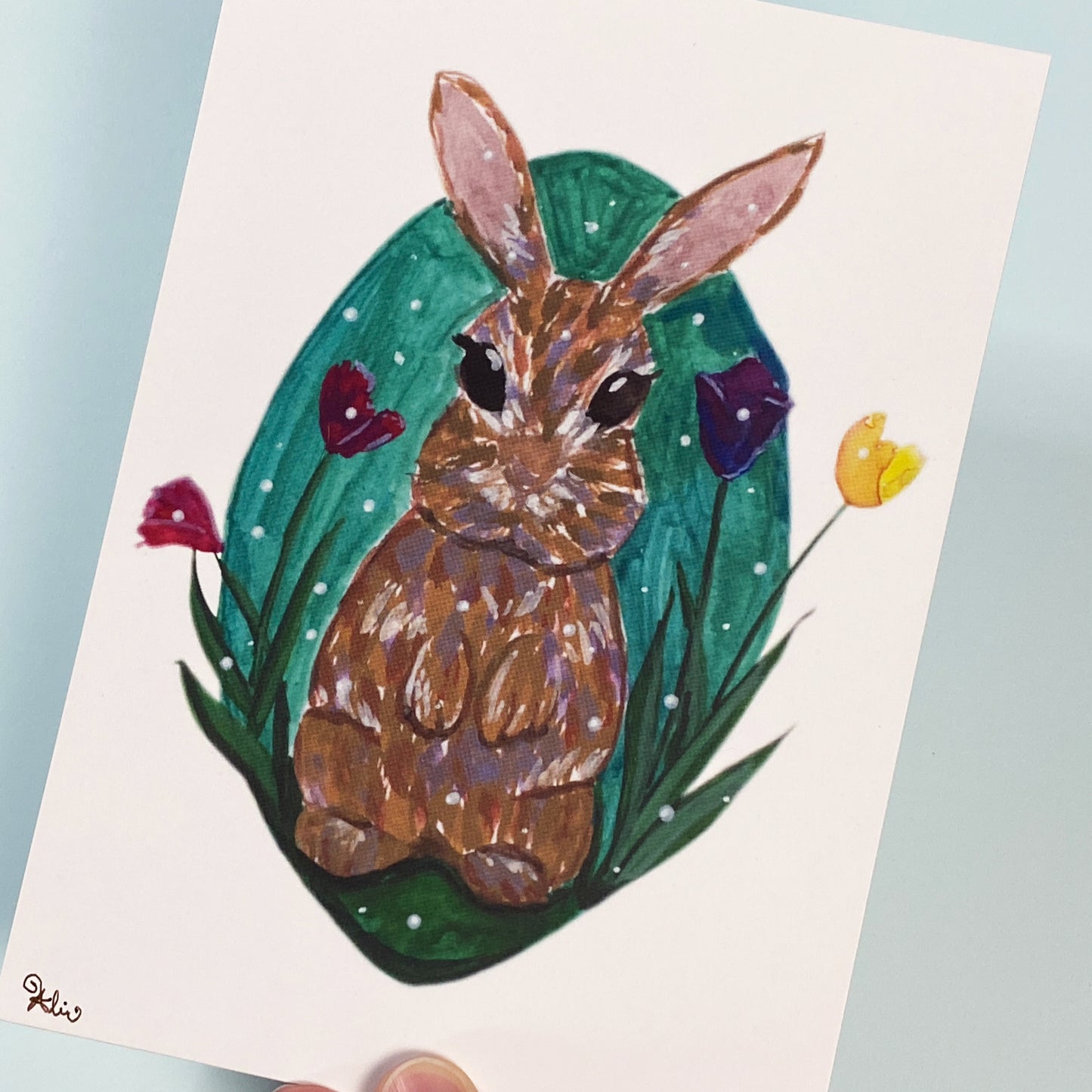 Whimsical Bunny & Sticker
